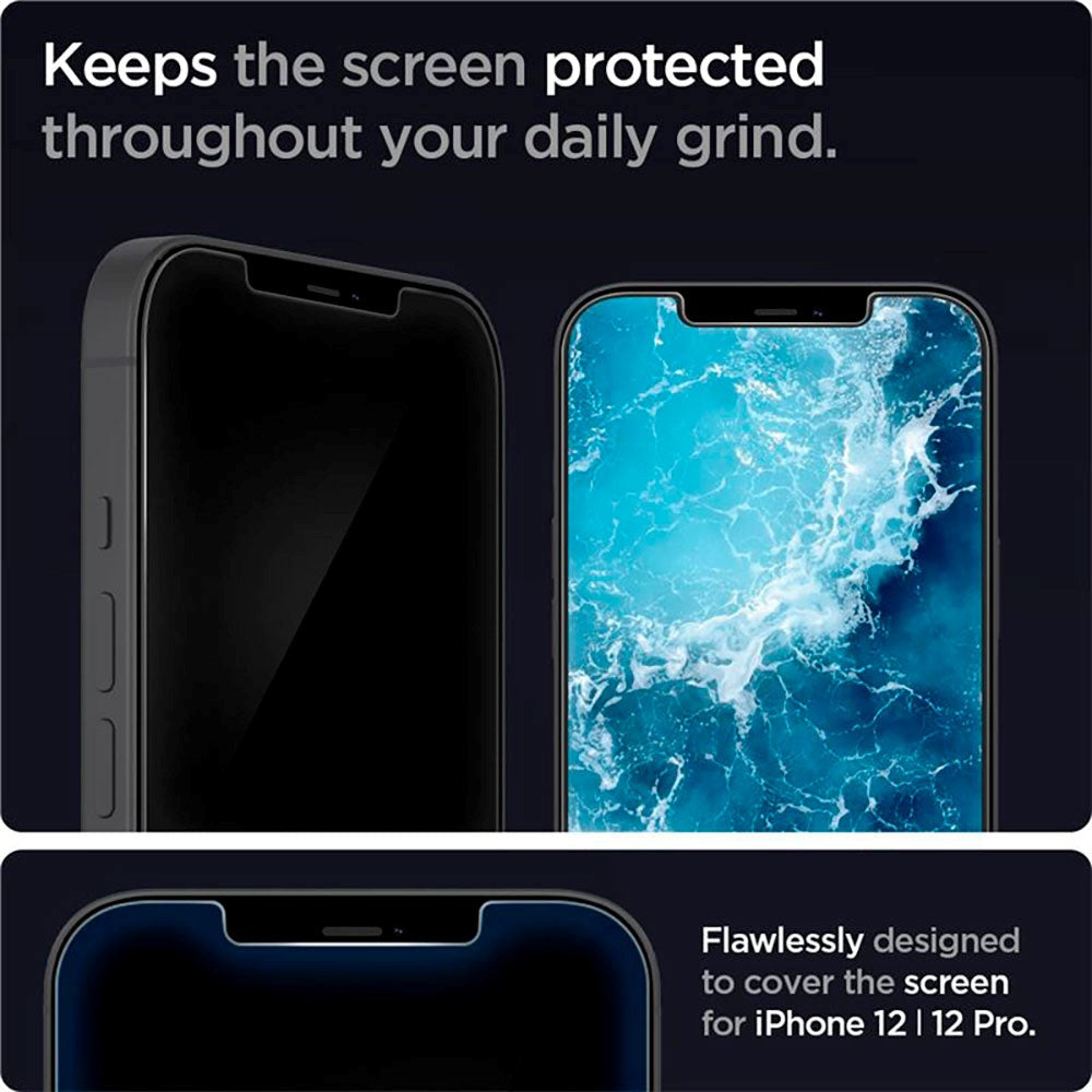 Spigen iPhone 12 / 12 Pro EZ Fit Glas.tR Skærmbeskyttelse 2. Stk - Case Friendly - Gennemsigtig