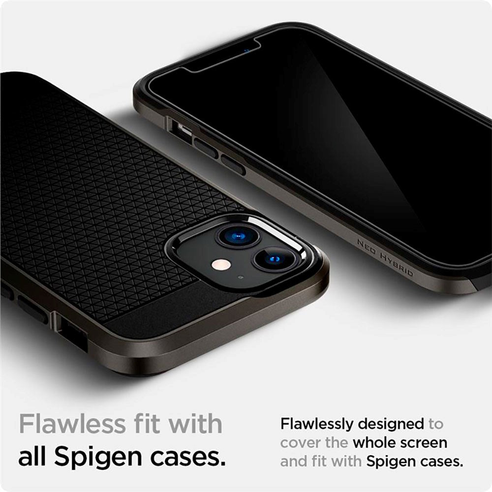Spigen iPhone 12 Mini EZ Fit Glas.tR Skærmbeskyttelse 2. Stk - Case Friendly - Gennemsigtig