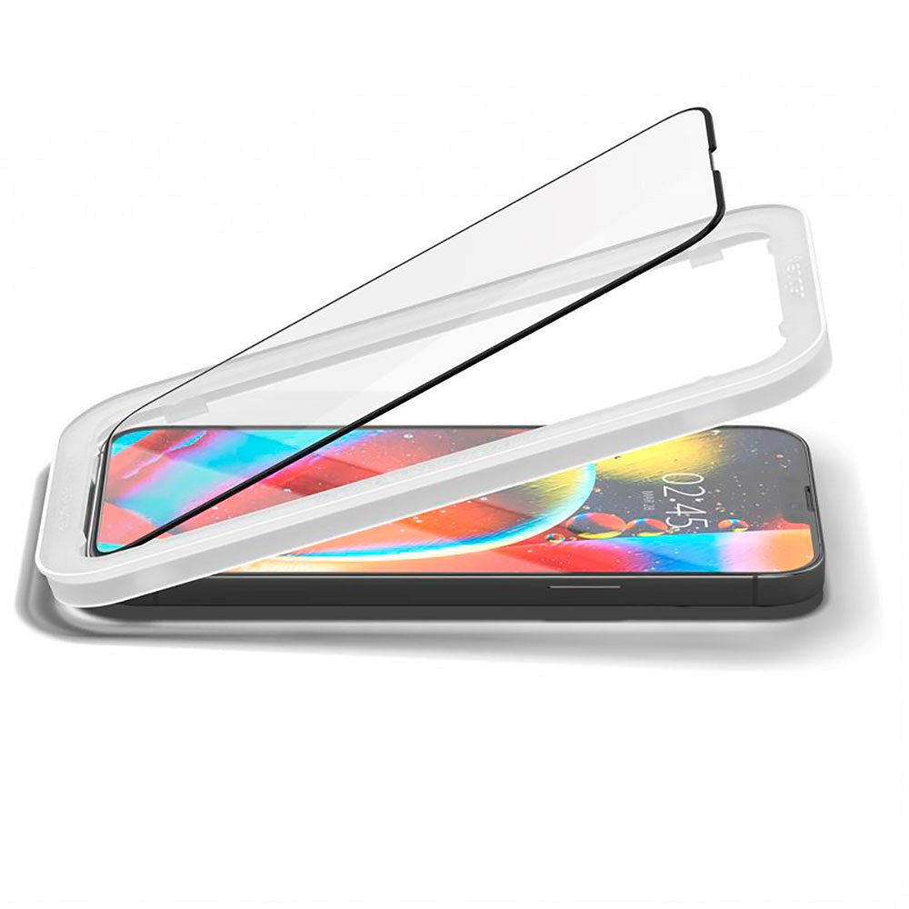 Spigen iPhone 16e / 14 / 13 / 13 Pro Skærmbeskyttelse - 2-Pack - Sort Kant