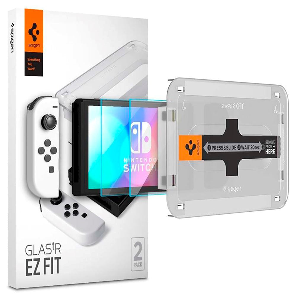 Spigen Nintendo Switch OLED EZ Fit Glas.tR Beskyttelsesglas - 2-Pack - Gennemsigtig