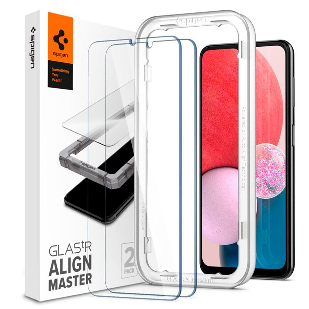 Spigen Samsung Galaxy A13 (5G / 4G) Alignmaster Glas.tR Skærmbeskyttelse 2. Stk - Case Friendly - Gennemsigtig