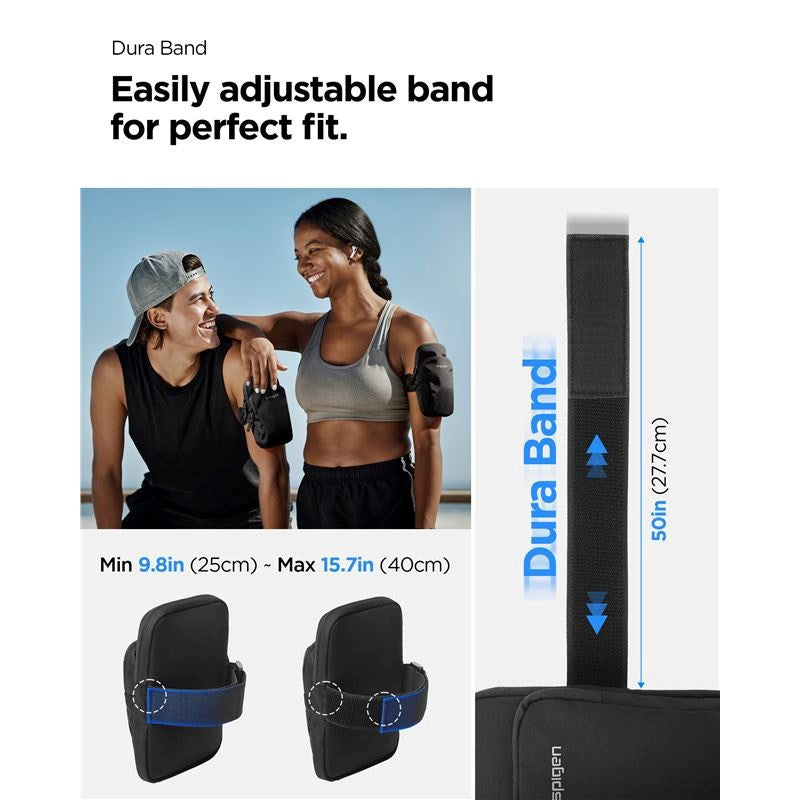 Spigen Dynamic Shield Løbearmbånd (Maks. Mobil: 195 x 113mm) - Sort