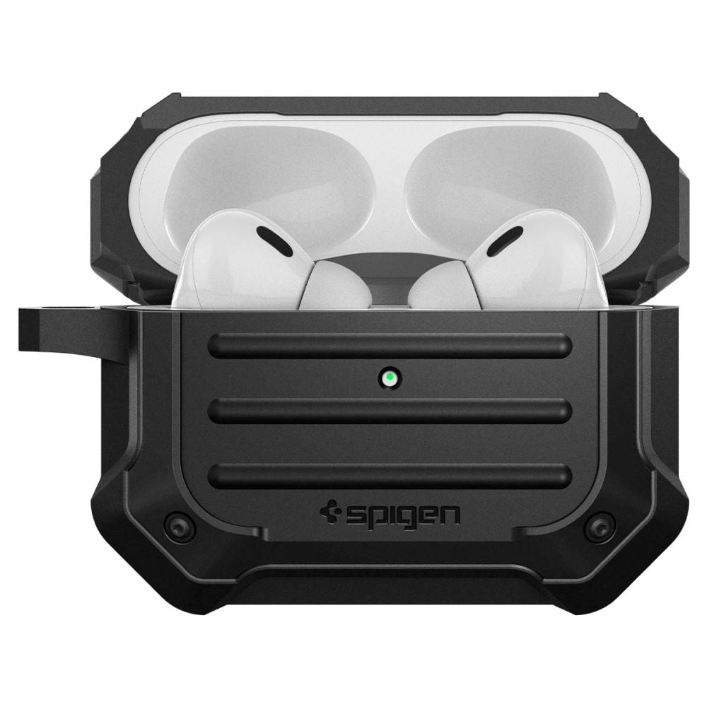 Airpods Pro 2nd Gen Cover Spigen Though Armor - MagSafe Kompatibel - m. Karabinhage - Sort