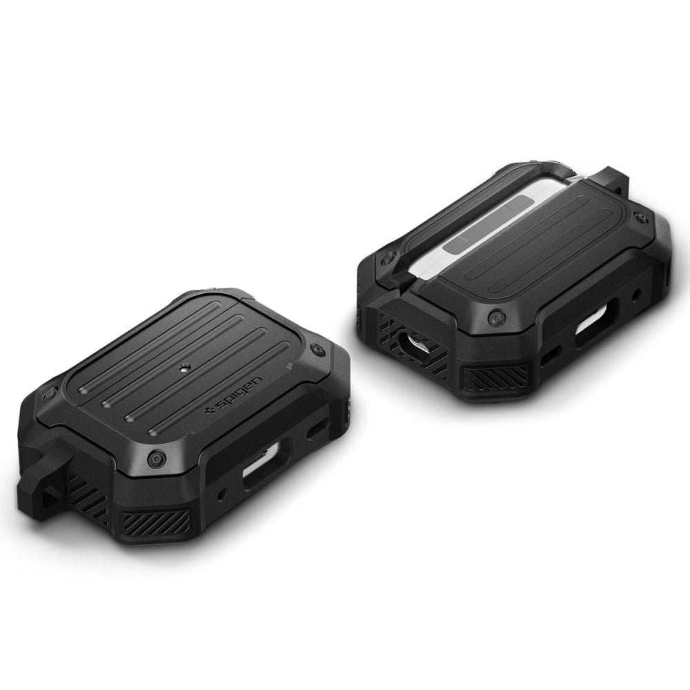 Airpods Pro 2nd Gen Cover Spigen Though Armor - MagSafe Kompatibel - m. Karabinhage - Sort