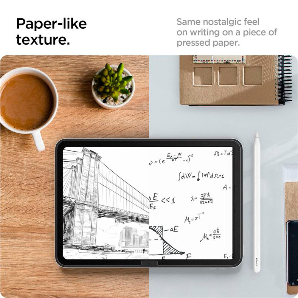 iPad 11" (2025) / iPad 10.9" (2024/2022) Spigen Paper Touch Pro Skærmbeskyttelse m. Installationssæt - Gennemsigtig