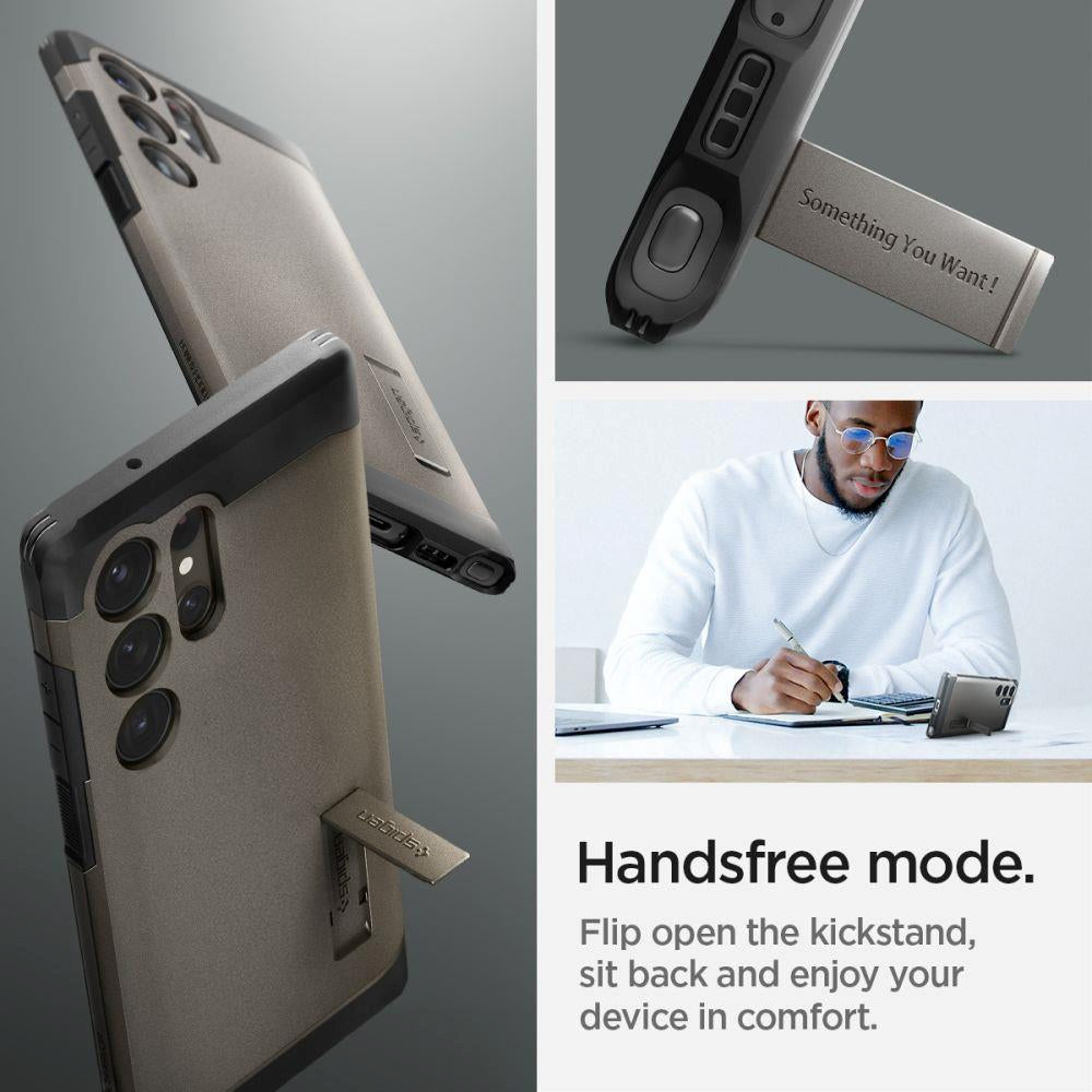 Spigen Samsung Galaxy S23 Ultra Tough Armor Case m. Kickstand - Gunmetal