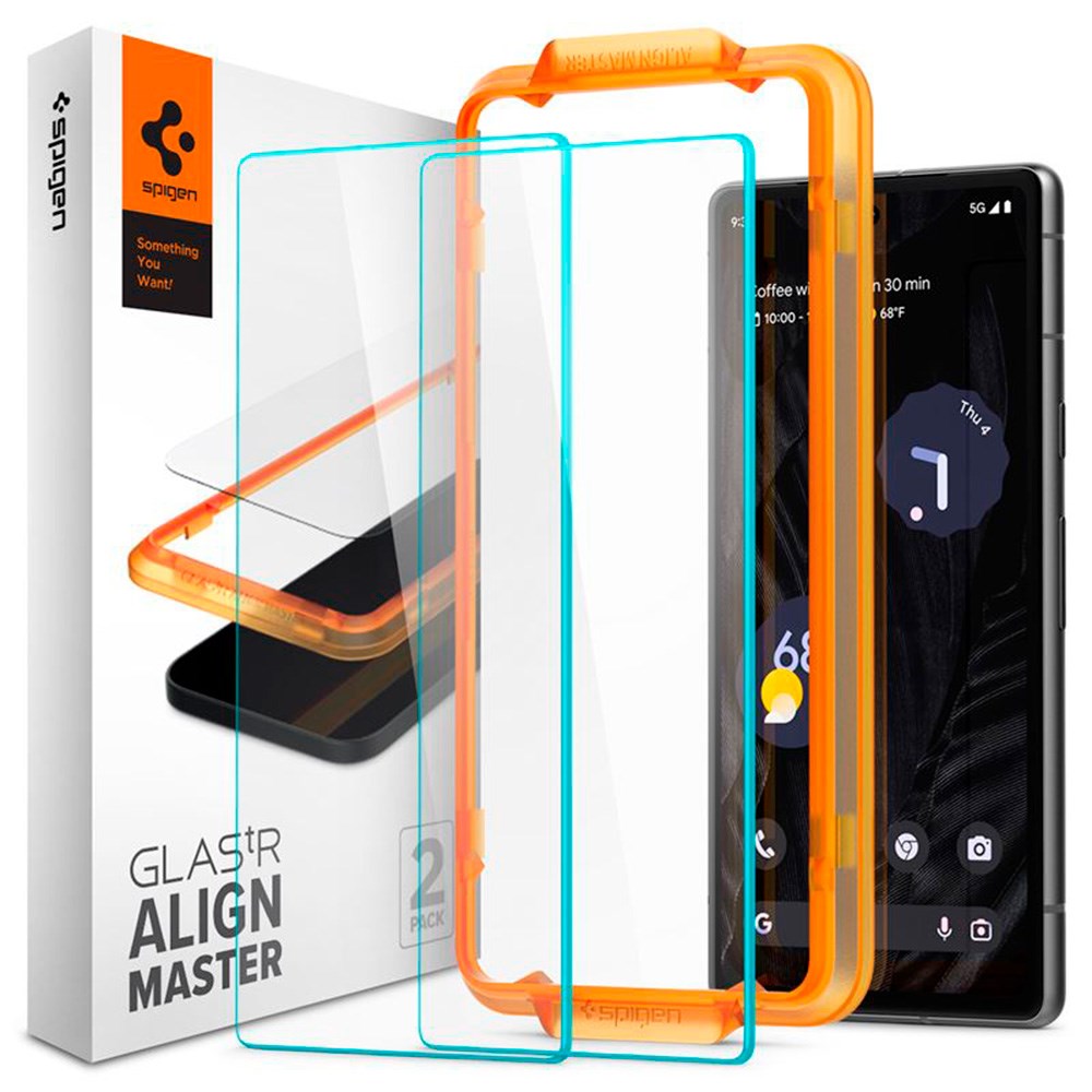 Spigen Google Pixel 7A Alignmaster Glas.tR Skærmbeskyttelse 2. Stk - Case Friendly - Gennemsigtig
