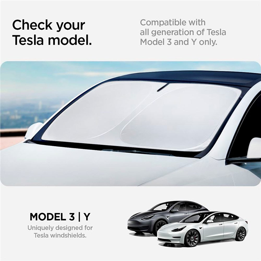 Spigen Tesla Model Y / 3 CryoShade Forrude Solskærm til - Sort