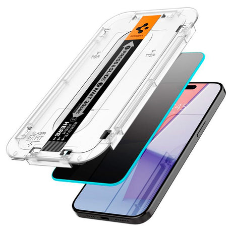 Spigen iPhone 15 Pro EZ Fit Glas.tR Skærmbeskyttelse 2. Stk - Privacy Filter - Case Friendly - Gennemsigtig