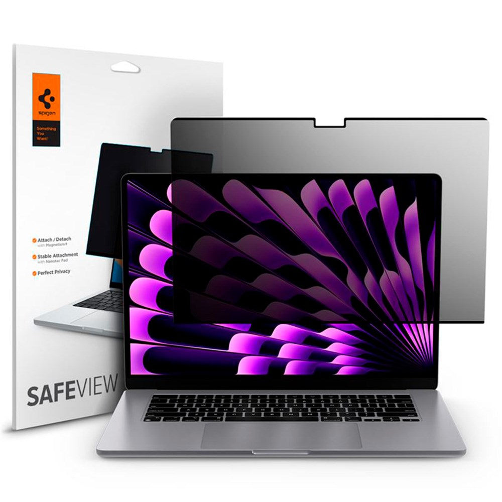 MacBook Air 15" M2/M3/M4 (2023-2025) Spigen SafeView Privacy Filter - Gennemsigtig