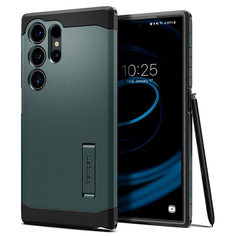 Spigen Samsung Galaxy S24 UItra Tough Armor Case m. Kickstand - Grøn