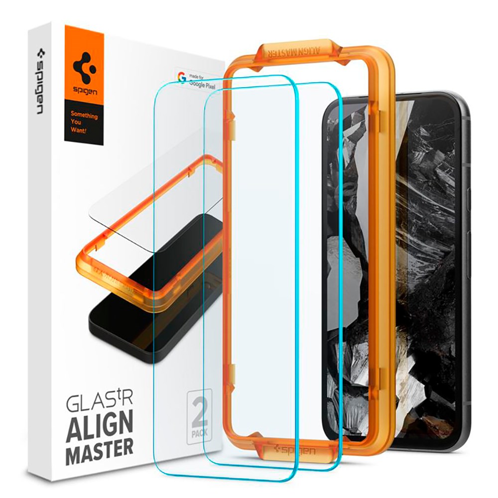 Spigen Google Pixel 8a Alignmaster Glas.tR Skærmbeskyttelse 2. Stk - Case Friendly - Gennemsigtig