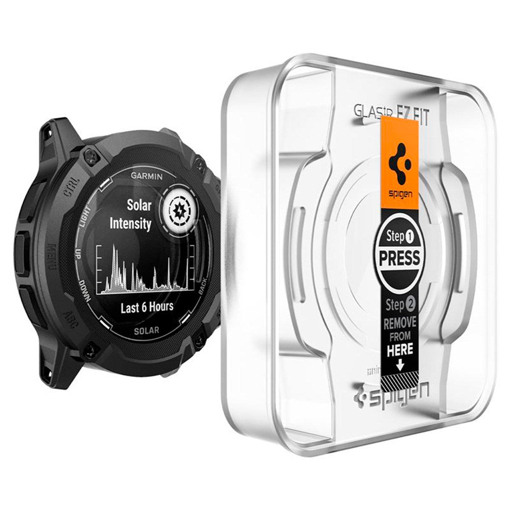 Spigen Garmin Instinct 2X Solar EZ Fit GLAS.tR Glasbeskyttelse - 2-Pak - Gennemsigtig