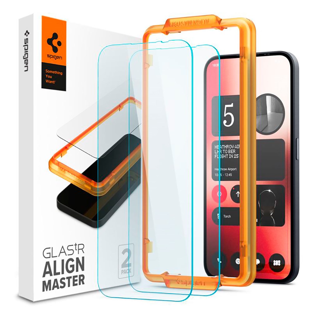 Spigen Nothing Phone (2a) Alignmaster Glas.tR Skærmbeskyttelse 2. Stk - Case Friendly - Gennemsigtig