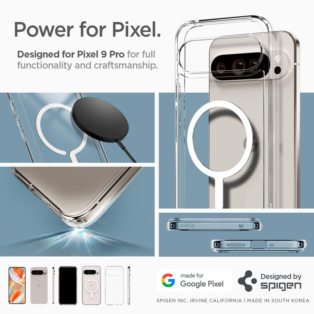 Spigen Google Pixel 9 Pro Ultra Hybrid Cover - MagSafe Kompatibel - Gennemsigtig / Hvid