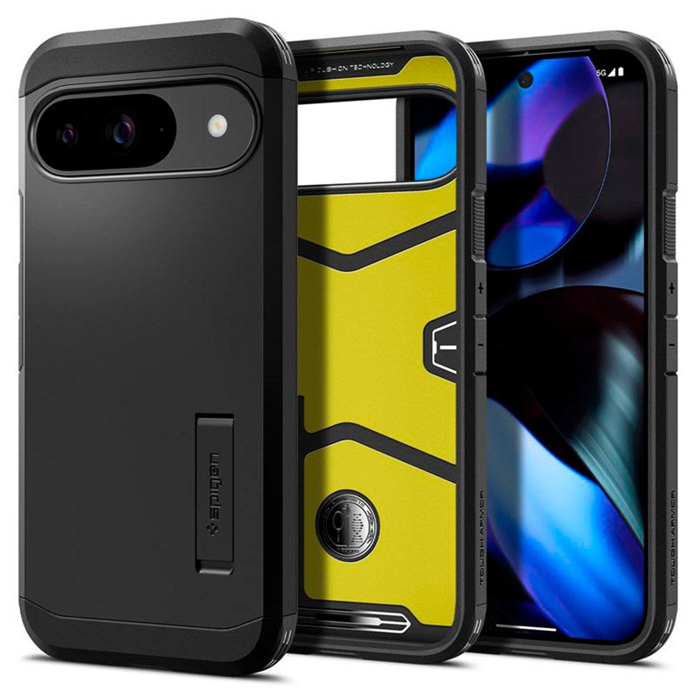 Spigen Google Pixel 9 / 9 Pro Tough Armor Case m. Kickstand - Sort
