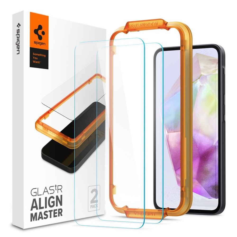 Samsung Galaxy A35 (5G) - Spigen AlignMaster Glass tR Skærmbeskyttelse - 2 stk - Case Friendly - Gennemsigtig