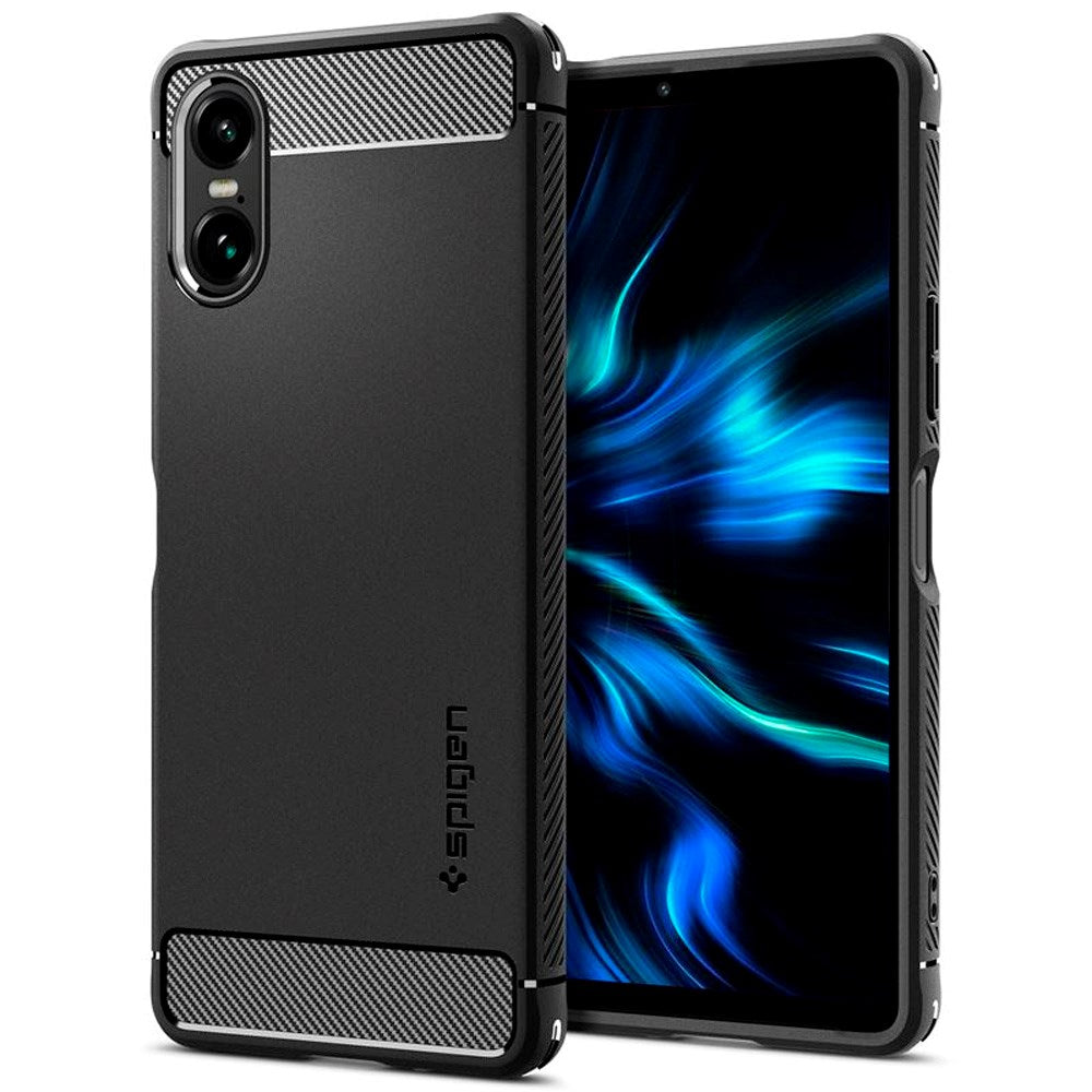 Sony Xperia 10 VI - Spigen Rugged Armor Cover - Sort