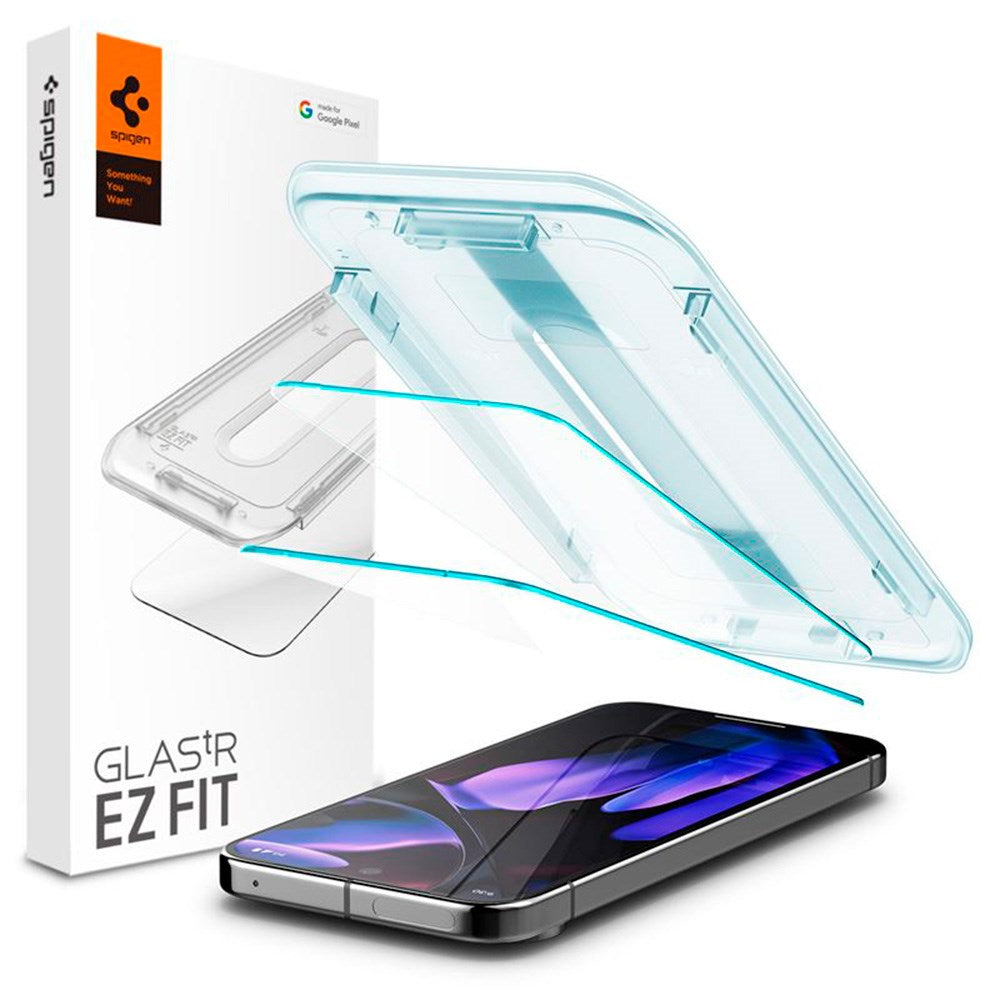 Spigen Google Pixel 9 / 9 Pro EZ Fit Glas.tR Skærmbeskyttelse 2. Stk - Case Friendly - Gennemsigtig