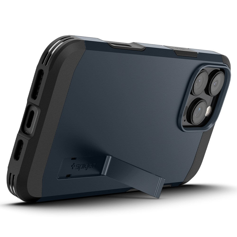 Spigen iPhone 16 Pro Tough Armor T Case m. Kickstand - MagSafe Kompatibel - Blå