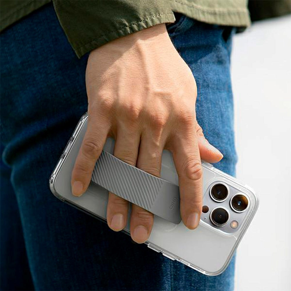 UNIQ Heldro Mount iPhone 14 Plus Fleksibelt Bagside Cover - Gennemsigtig