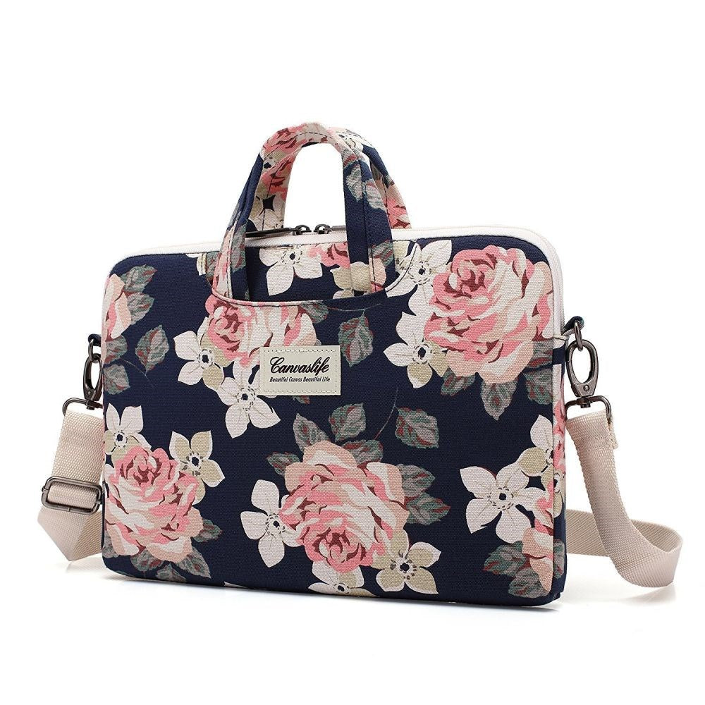 Canvaslife Briefcase Taske Til MacBook / PC 13-14" - Navy Rose