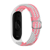 Hurtel Xiaomi Mi Smart Band 5 / 6 Flettet Stof Rem - Hvid / Lyserød