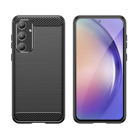 Samsung Galaxy A55 (5G) Brushed Carbon Fiber Mobil Cover - Sort