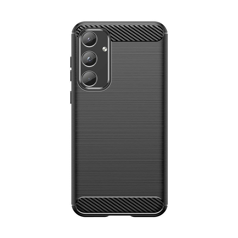 Samsung Galaxy A55 (5G) Brushed Carbon Fiber Mobil Cover - Sort