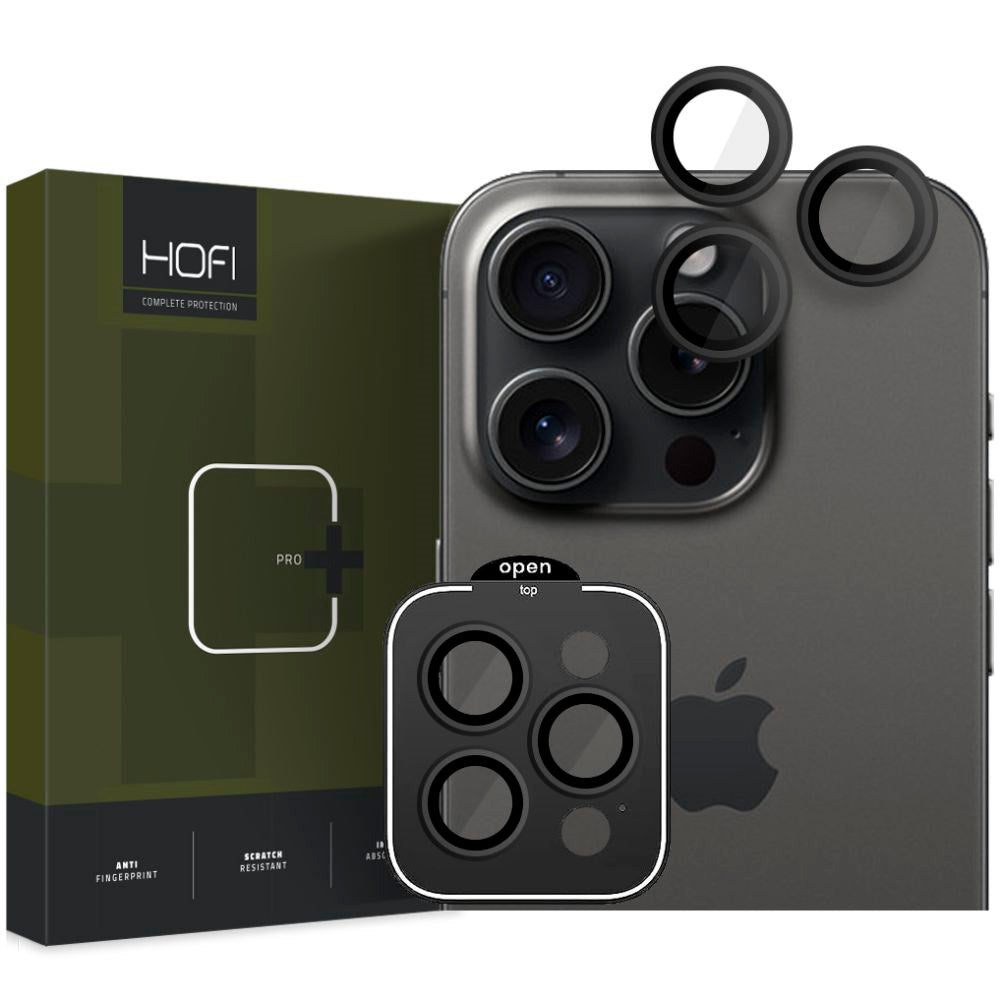 HOFI iPhone 15 Pro / 15 Pro Max Camring Pro+ Kameralinse Beskyttelse - Sort Kant