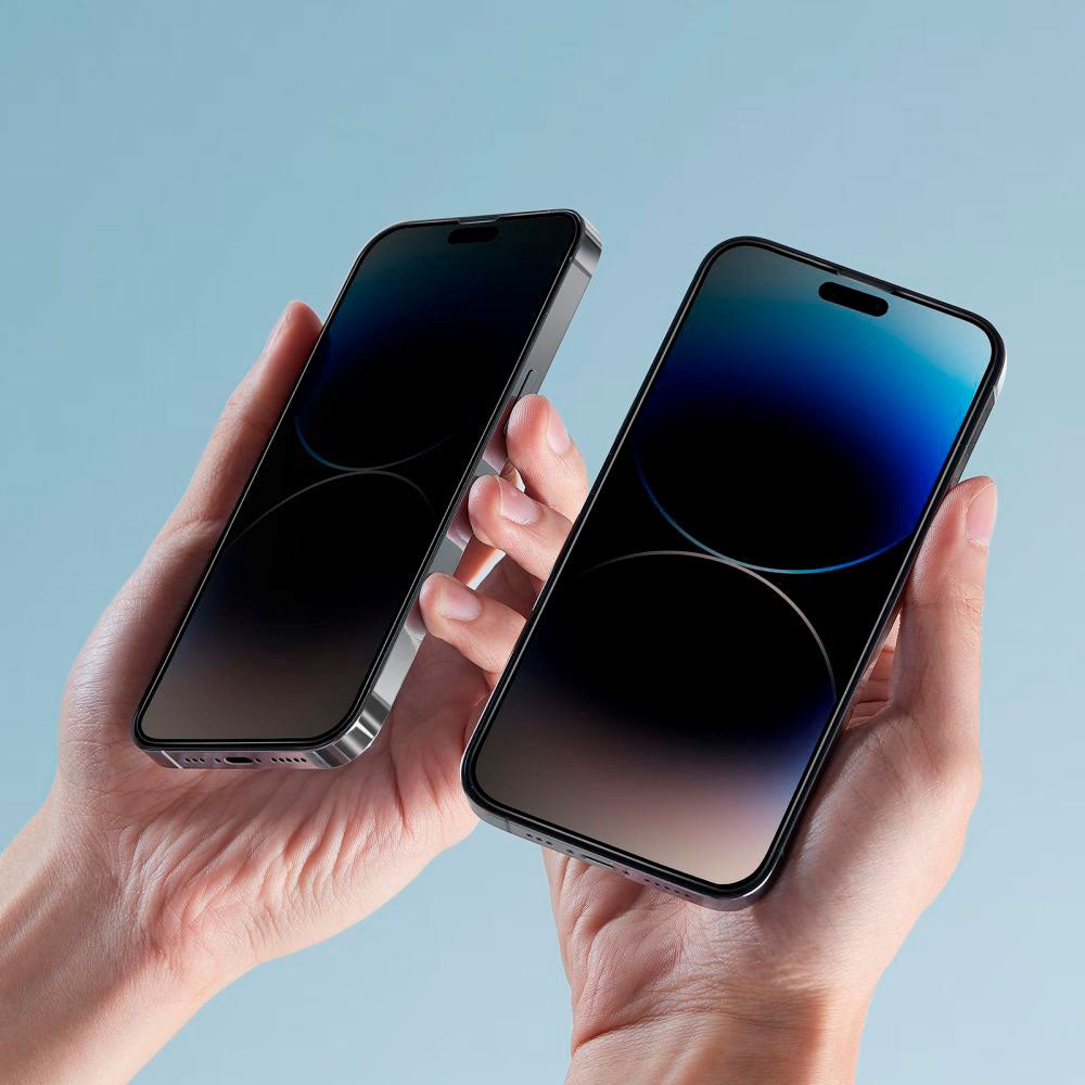 Hofi Glass Pro+ Skærmbeskyttelse m. Privacy Funktion til iPhone 15- Case Friendly - Gennemsigtig / Sort Kant
