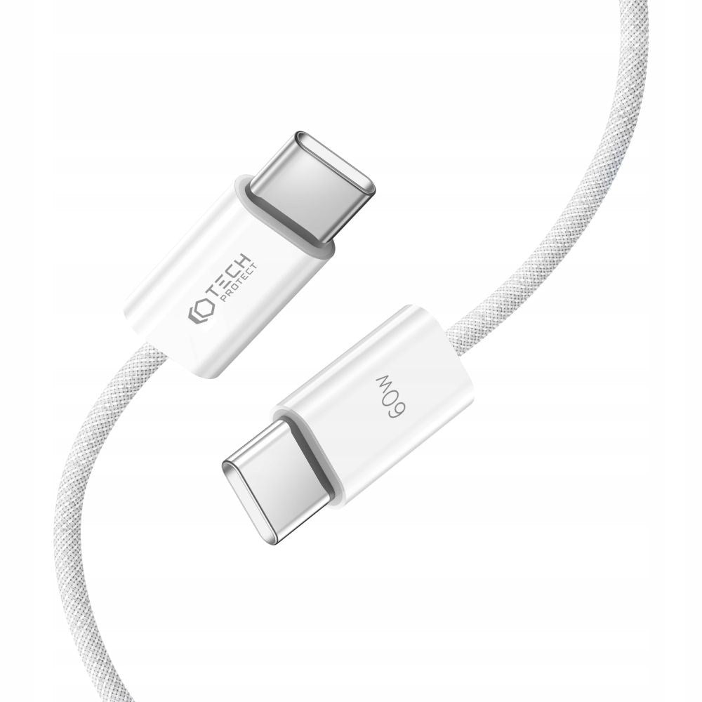 Tech-Protect Ultraboost Classic USB-C til USB-C Kabel 60W/3A - 1m - Hvid