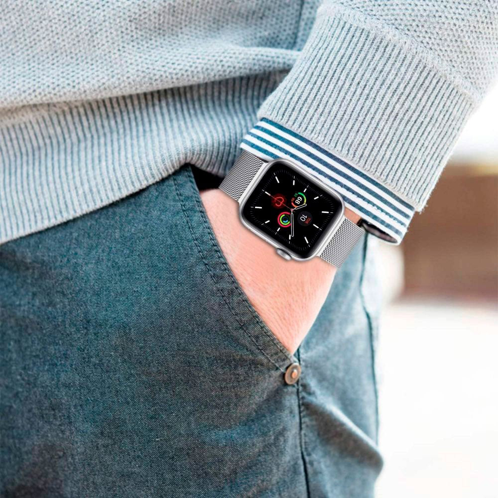 Apple Watch (42/44/SE/45/46/49mm) Milanse Band Rustfri Stål Rem fra Tech-Protect - Stålfarvet