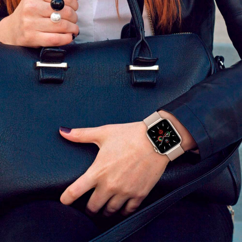 Apple Watch (42/44/SE/45/46/49mm) Milanse Band Rustfri Stål Rem fra Tech-Protect - Stålfarvet