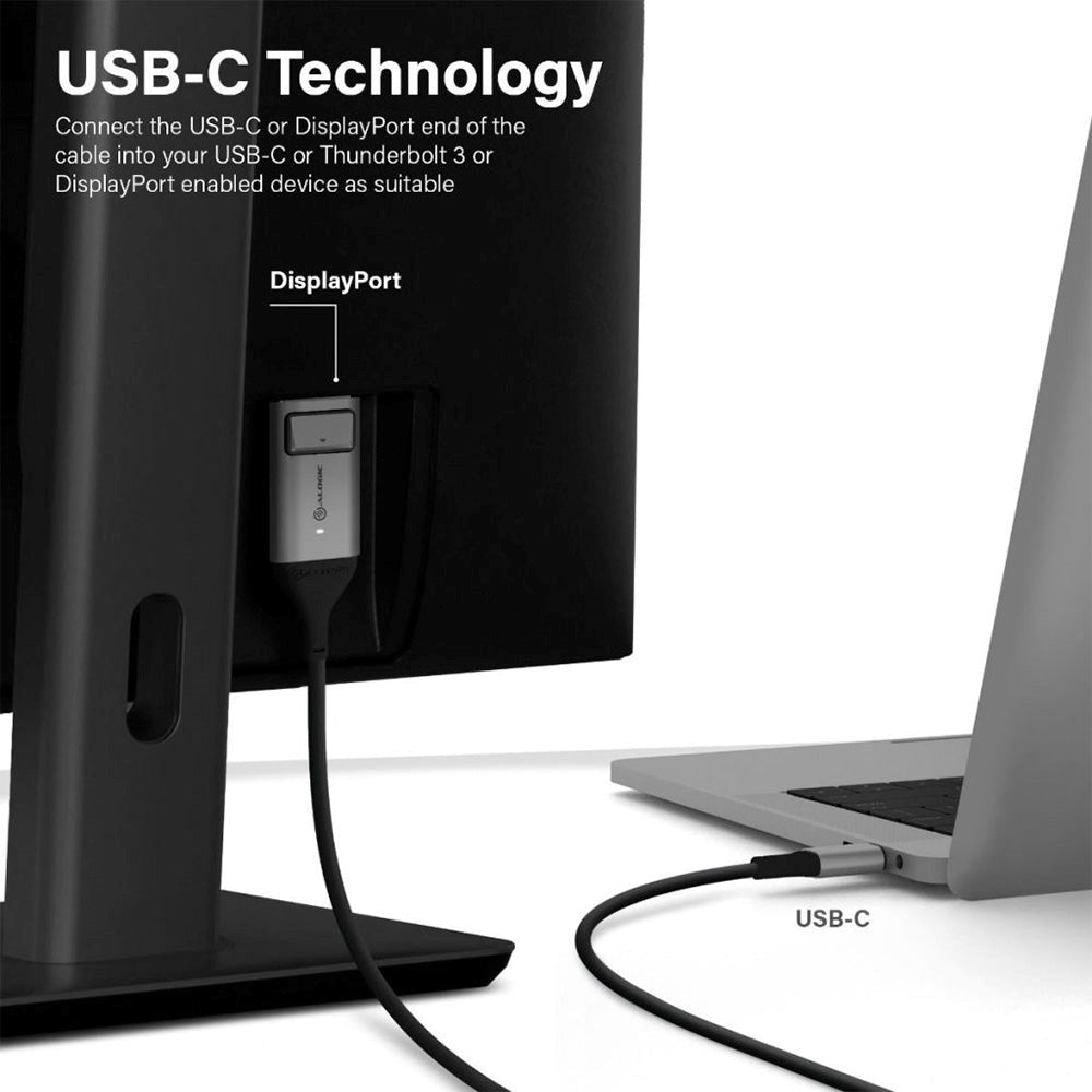 ALOGIC USB-C til DisplayPort 4K 60Hz Kabel - 2 Meter - Sort