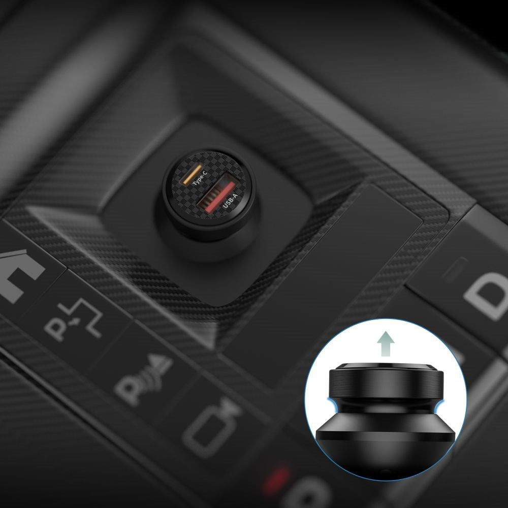 Tech-Protect PD 45W Biloplader med USB-C & USB-A - Sort