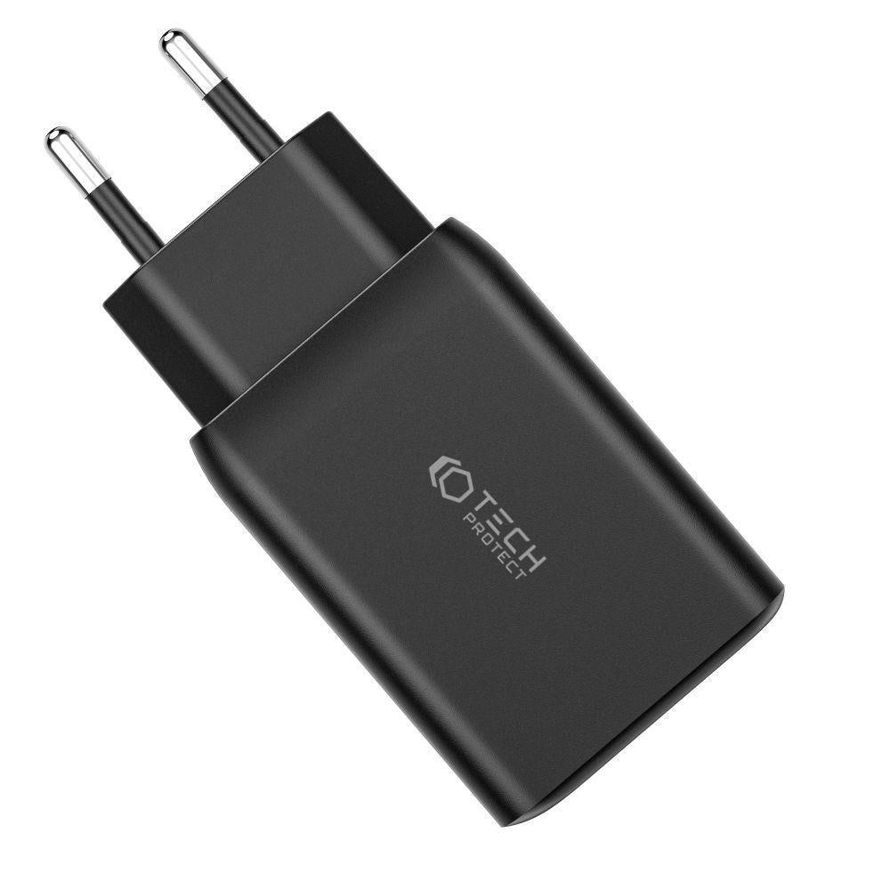 Tech-Protect NC Vægoplader PD 65W m. 2 x USB-C & 1 x USB-A - Sort