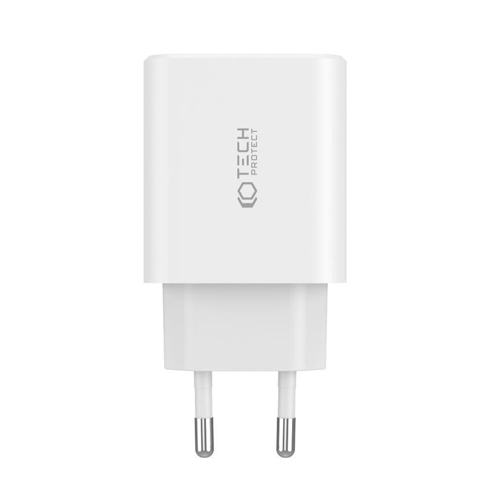 Tech-Protect Vægoplader 30W m. 2 x USB-C & 1 x USB-A - Hvid