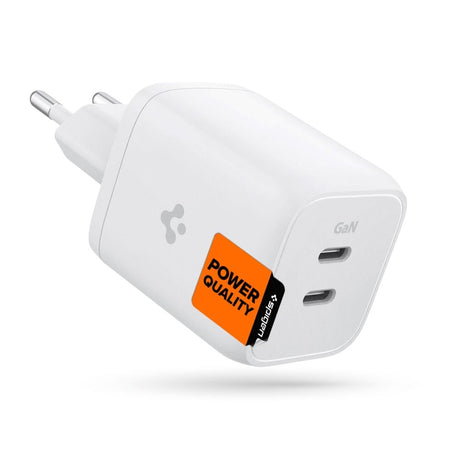 Spigen Quantum Boost ArcStation 65W GaN Vægoplader m. 2 x USB-C - Hvid