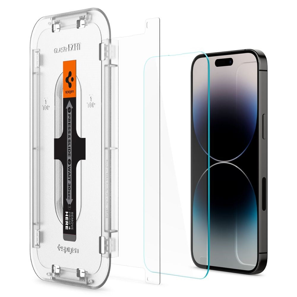 Spigen iPhone 14 Pro Max EZ Fit Glas.tR Skærmbeskyttelse 2. Stk - Case Friendly - Gennemsigtig