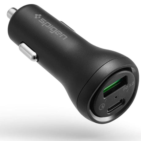 Spigen SteadiBoost 45W Biloplader med USB-C & USB-A - Sort