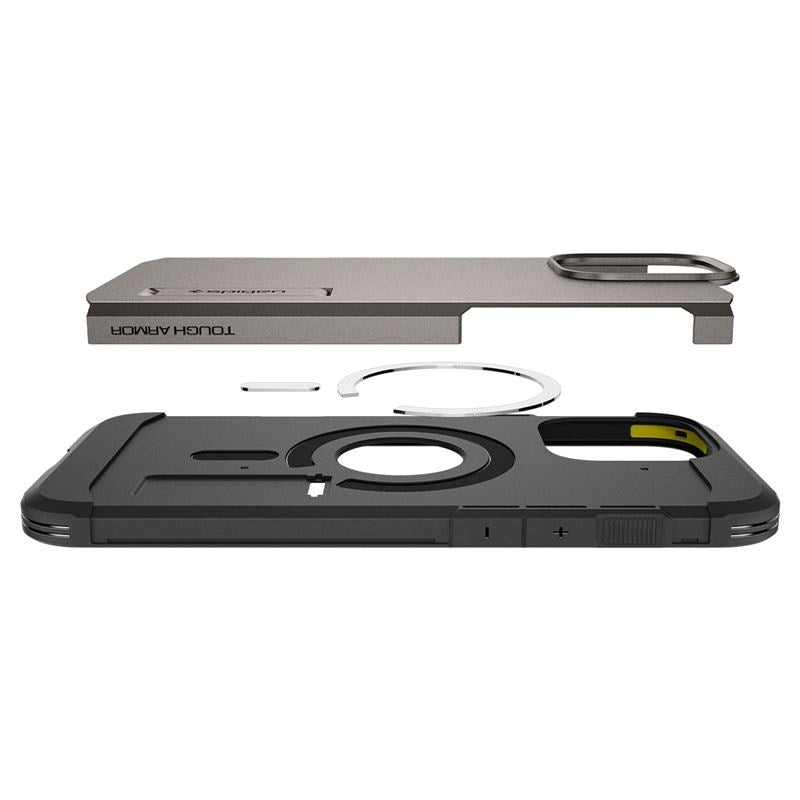 Spigen iPhone 16 Pro Max Tough Armor Case m. Kickstand - MagSafe Kompatibel - Gunmetal