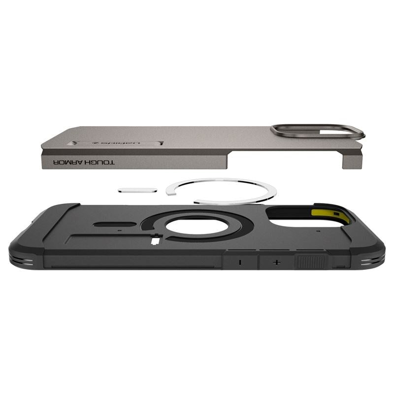 Spigen iPhone 16 Pro Tough Armor Case m. Kickstand - MagSafe Kompatibel - Gunmetal