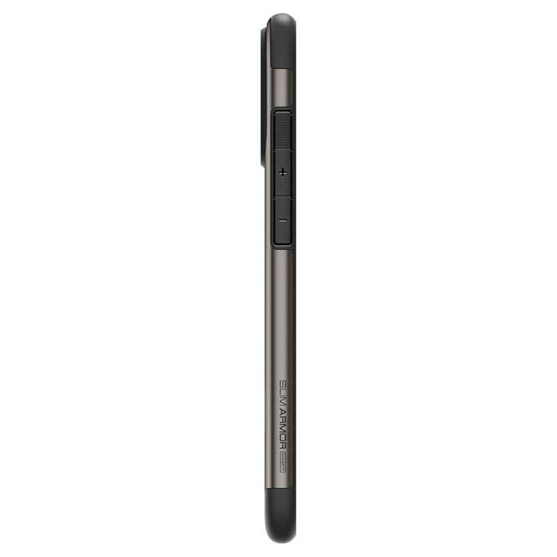 Spigen iPhone 16 Pro Slim Armor Bagside Cover m. Kickstand - MagSafe Kompatibel - Gunmetal