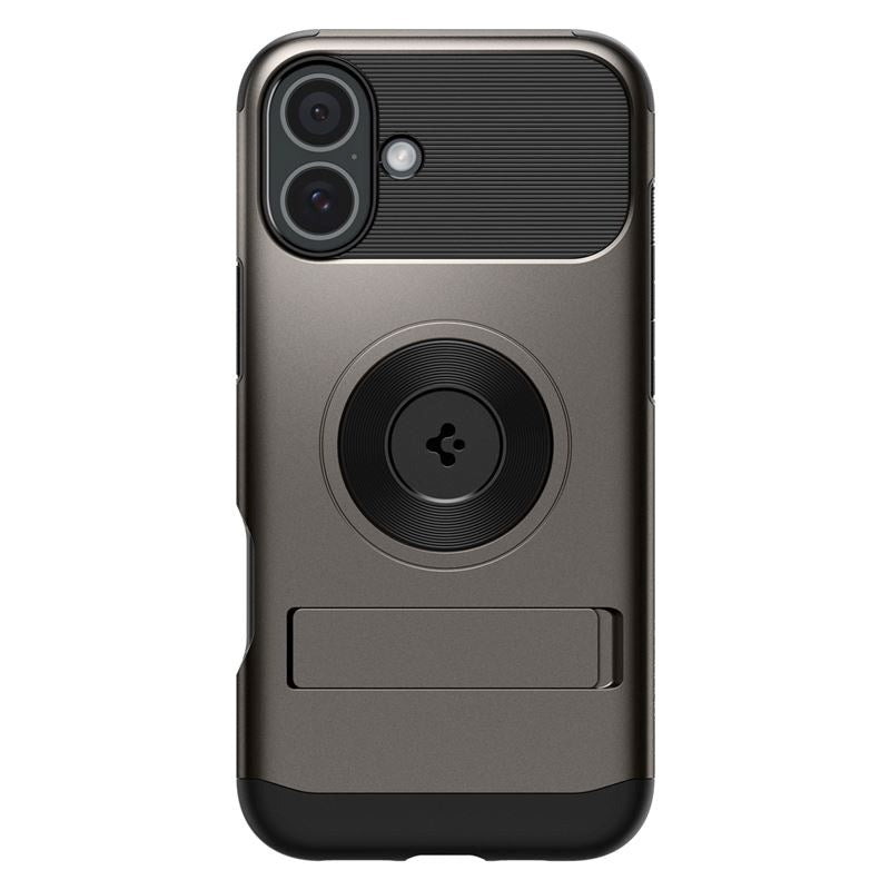 Spigen iPhone 16 Slim Armor Bagside Cover m. Kickstand - MagSafe Kompatibel - Gunmetal