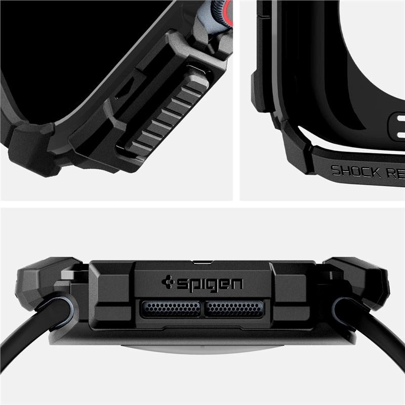 Apple Watch 11 / 10 (42mm) - Spigen Rugged Armor Cover - Fleksibelt Plastik - Sort