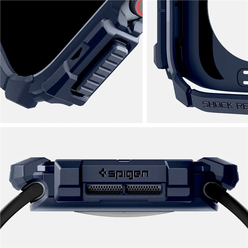 Apple Watch 11 / 10 (42mm) - Spigen Rugged Armor Cover - Fleksibelt Plastik - Blå