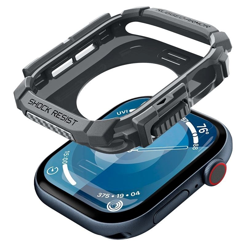Apple Watch 11 / 10 (46mm) - Spigen Rugged Armor Cover - Fleksibelt Plastik - Mørkegrå