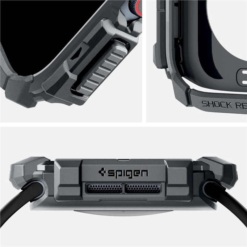 Apple Watch 11 / 10 (46mm) - Spigen Rugged Armor Cover - Fleksibelt Plastik - Mørkegrå