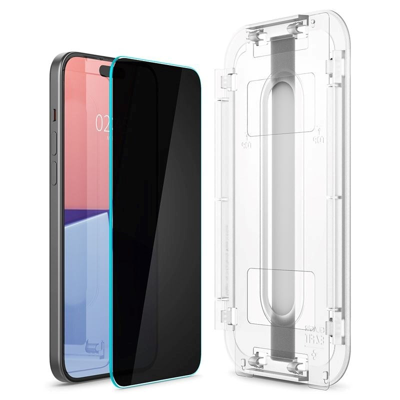 Spigen iPhone 16 Plus EZ Fit Glas.tR Skærmbeskyttelse 2. Stk - Privacy Filter - Case Friendly - Gennemsigtig